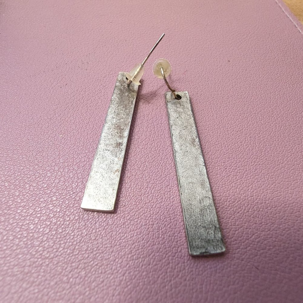 Distressed silver dangly earrings